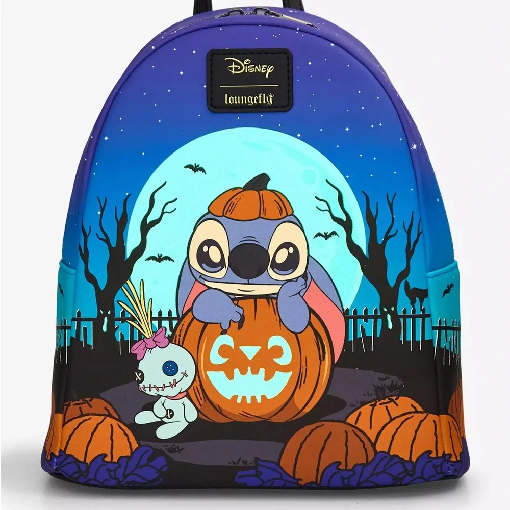 Loungefly Disney Stitch‎ Pumpkin Glow-In-The-Dark Mini Backpack Hot Topic